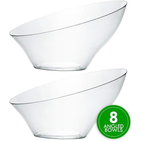 Disposable Angled Plastic Bowls Round Medium Serving Bowl, Elegant for Party's - Picture 7 of 8